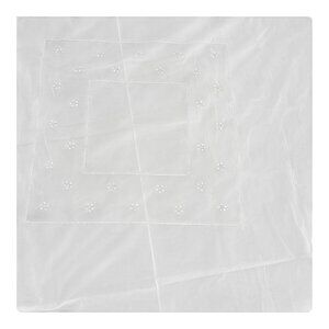 Round White Embroidered Cotton Tablecloth 64" Vintage Square Floral Victorian